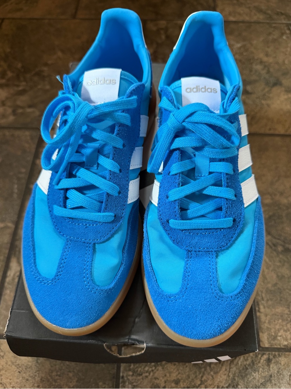 adidas Kids Bright Blue Sneakers with White Stripes